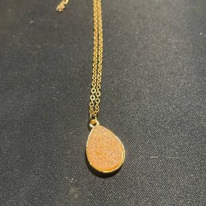 Gold Sparkly Druzy Pendant Necklace